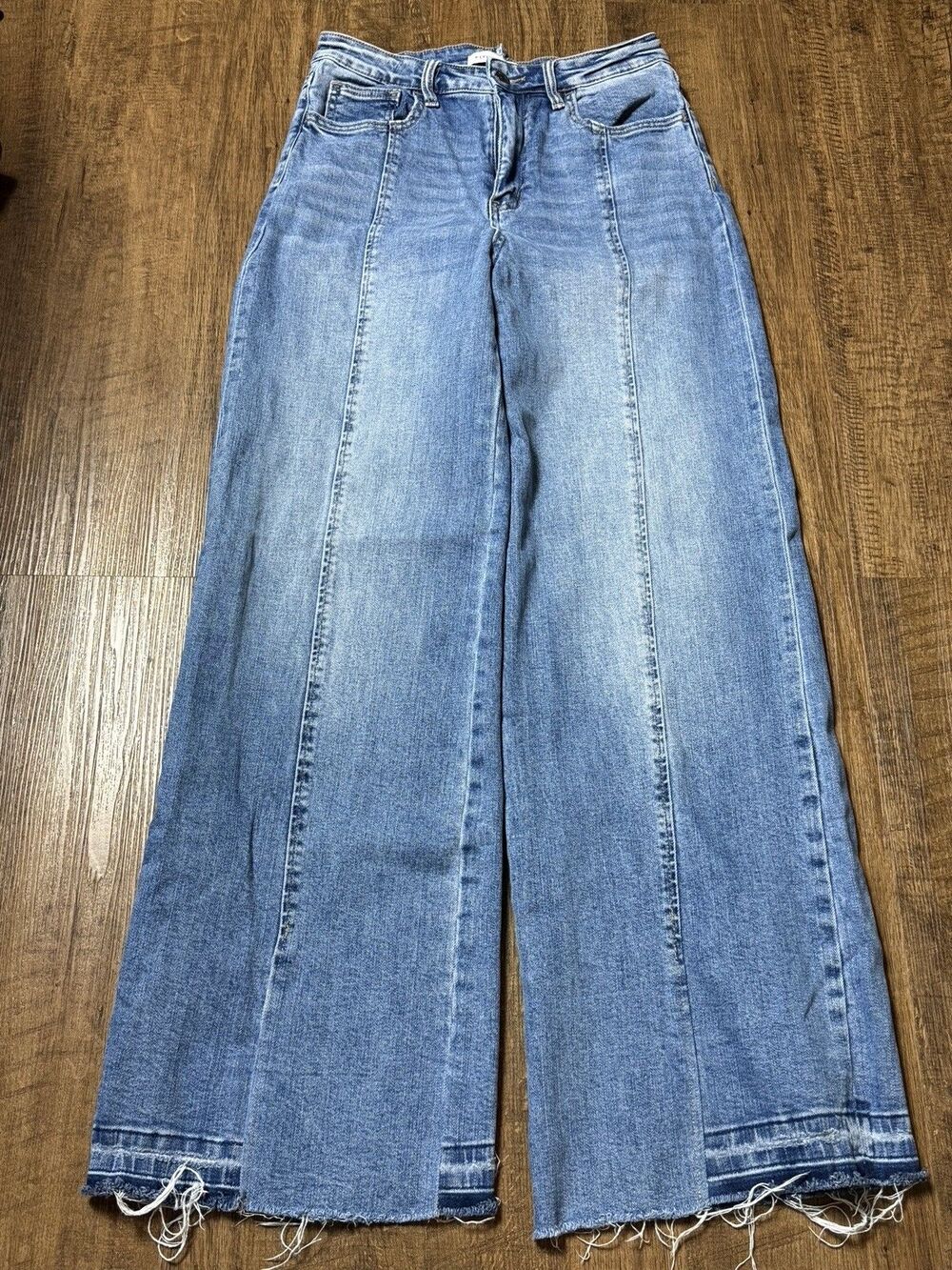 Flying Monkey High Rise Straight Jeans Womens 28x30 Blue Distressed Frayed Hem